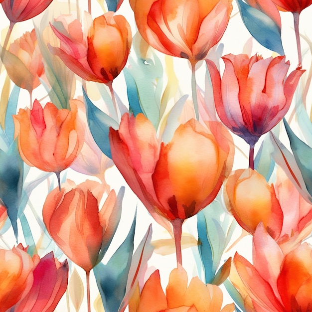 A watercolor painting of tulips with the word tulips on it.