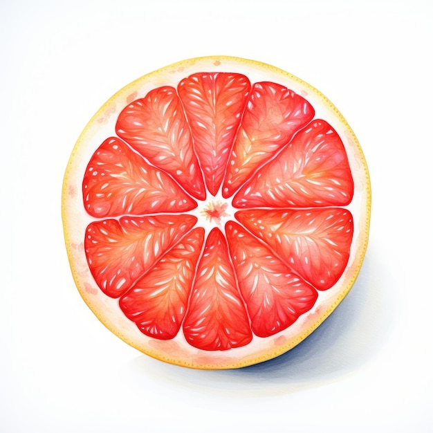 Photo watercolor painting of watercolor grapefruit with white background