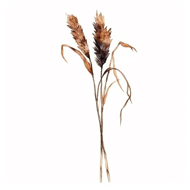 A watercolor painting of a wheat plant.