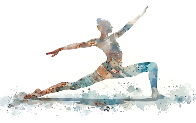 a watercolor painting of a woman doing yoga