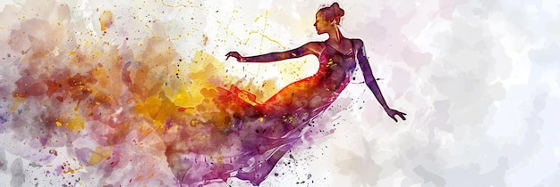 A watercolor painting of a woman in a flowing dress symbolizing freedom grace elegance beau