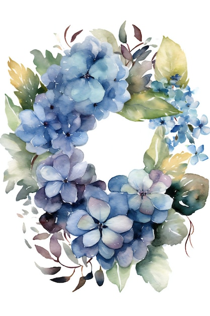 A watercolor painting of a wreath of flowers.