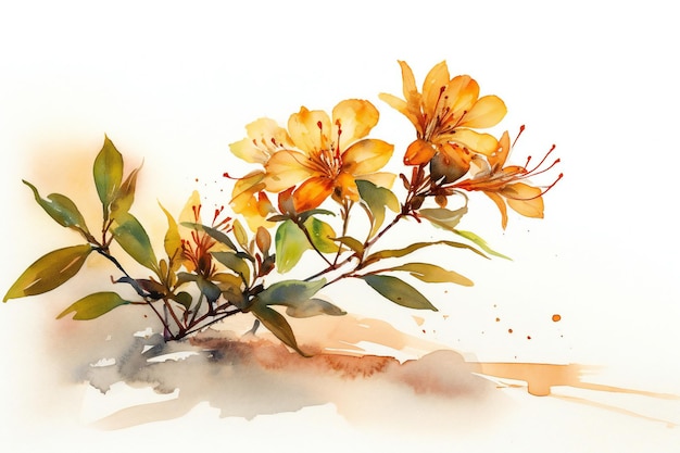 Watercolor painting of a yellow flower