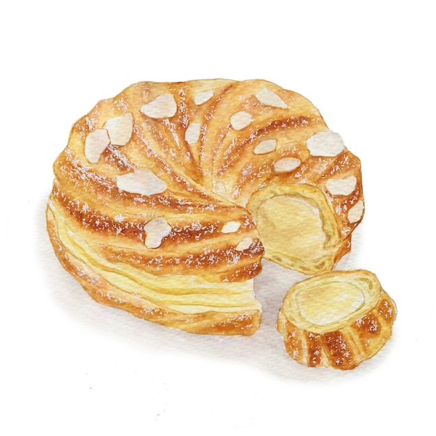 Watercolor Paris brest illustratio