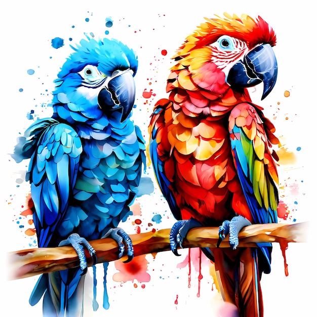 watercolor parrot composition