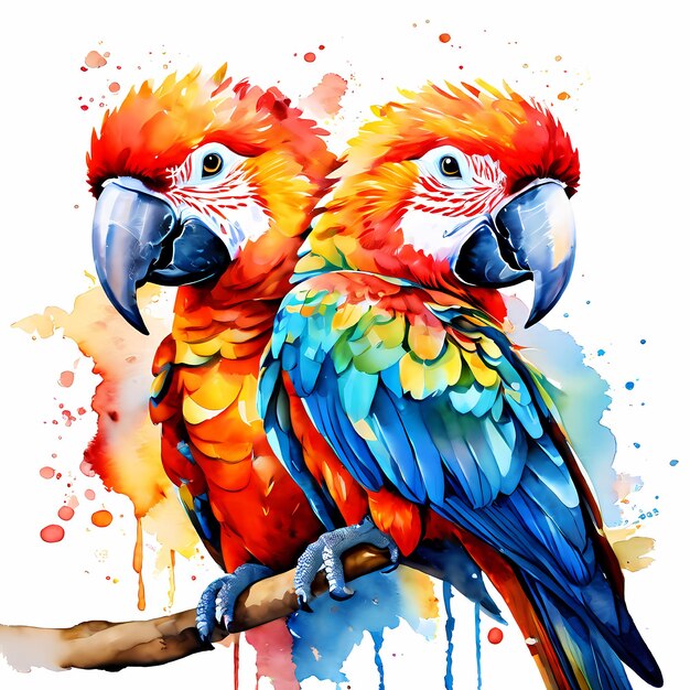 watercolor parrot composition