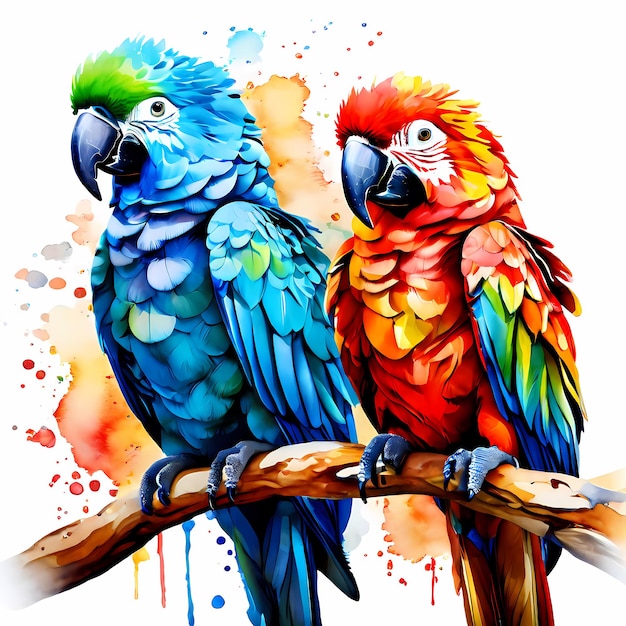 watercolor parrot composition