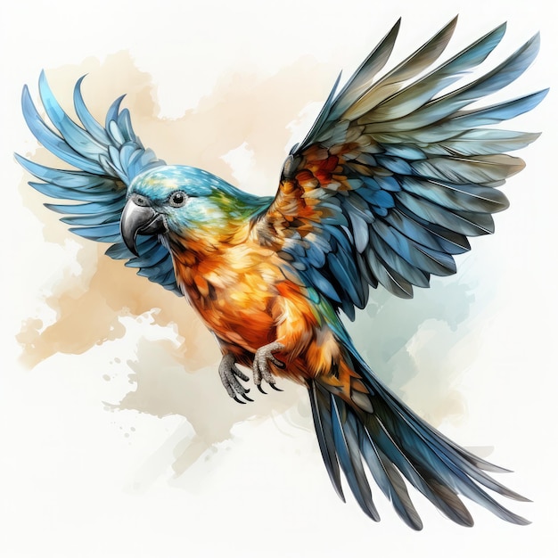 Watercolor parrot white background Clipart Generative Ai