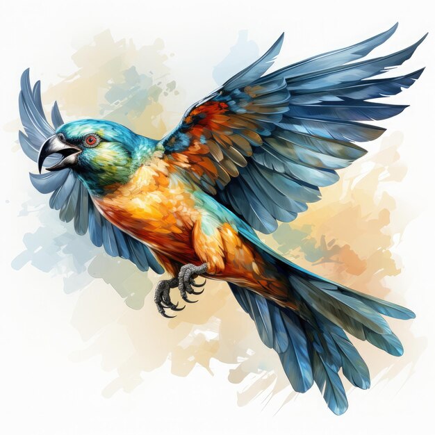 Watercolor parrot white background Clipart Generative Ai