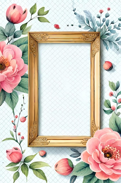 Watercolor Pastel Floral Vertical Empty Photo Frame