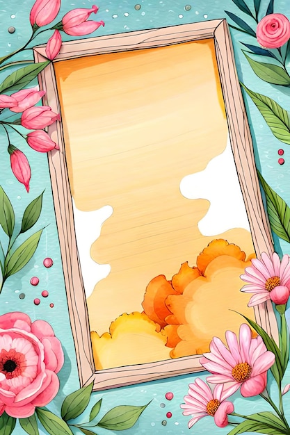 Watercolor Pastel Floral Vertical Empty Photo Frame