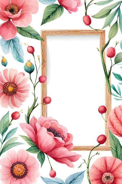 Watercolor Pastel Floral Vertical Empty Photo Frame