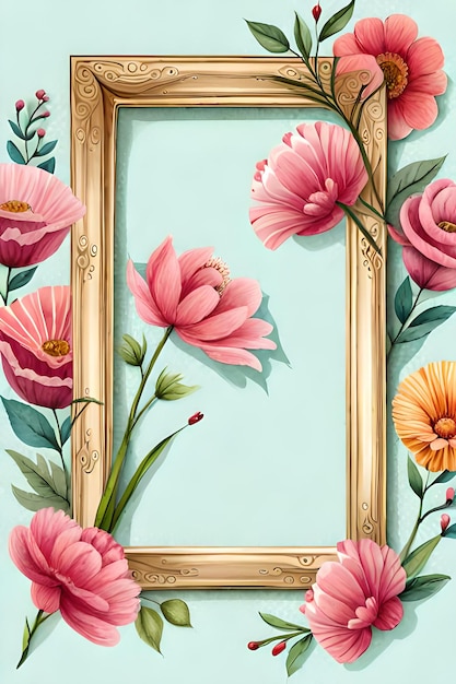 Watercolor Pastel Floral Vertical Empty Photo Frame