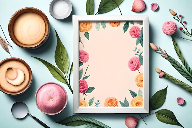 Watercolor Pastel Floral Vertical Empty Photo Frame