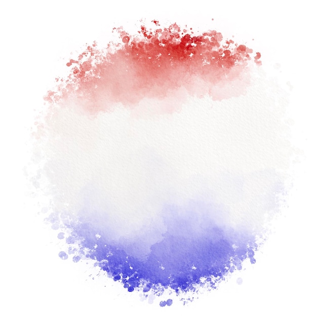 Watercolor patriotic background abstract round red and blue print