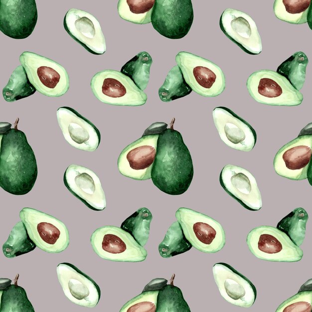 Watercolor pattern with avocado