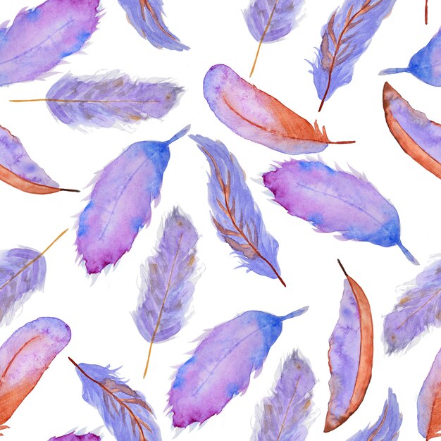 Photo watercolor pattern with feathers