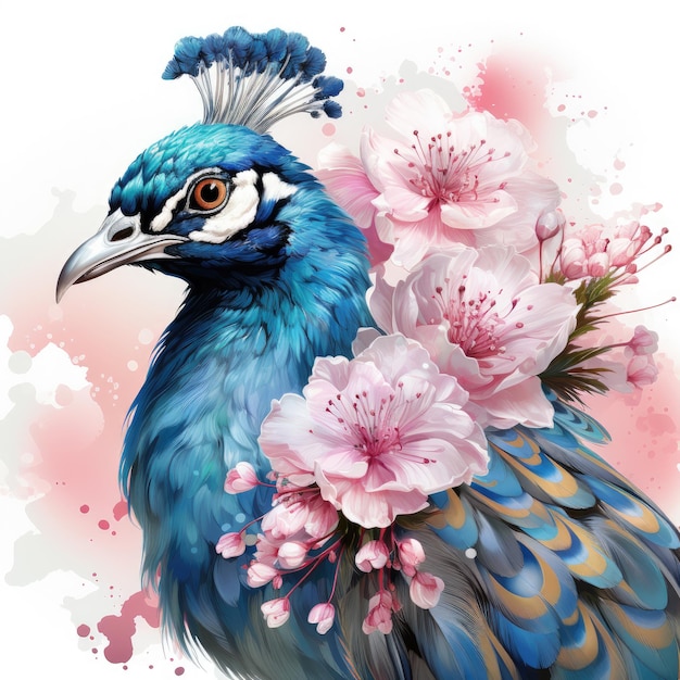 watercolor Peacock clipart Generative Ai