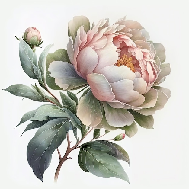 Watercolor peonies illustration Wedding invitation Flowers art