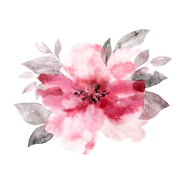 Watercolor peony painting for greeting card design Wedding invitation floral decor