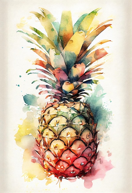 Watercolor of the pineapple fruit