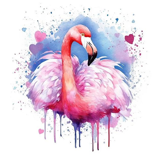 Watercolor pink Flamingo Illustration AI GenerativexA