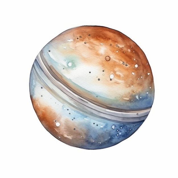 Watercolor planet Hand drawn illustration isolated