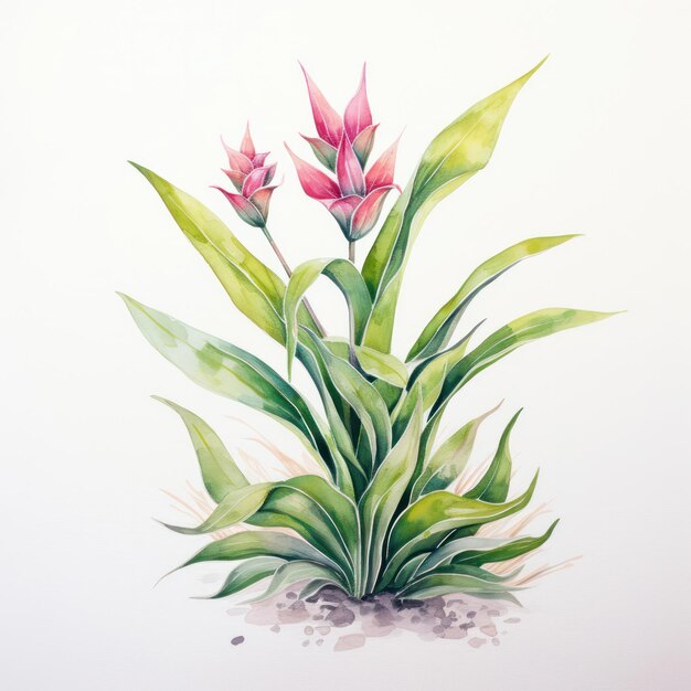 Watercolor Plant Illustration on White Background