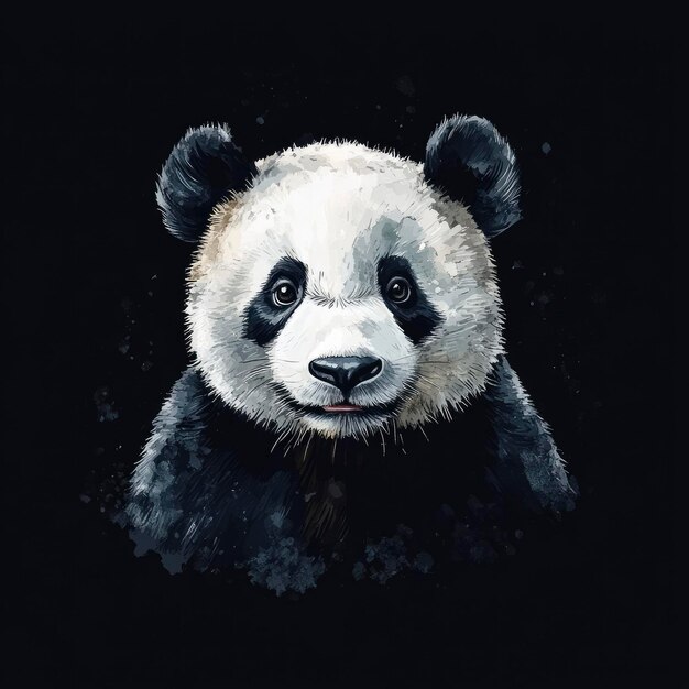 Watercolor Portrait of a Curious Giant Panda