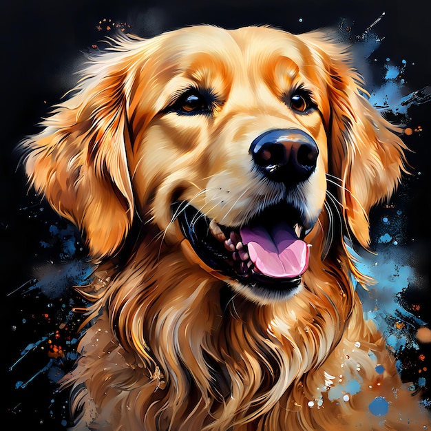 Watercolor Portrait of a golden retriever Dog