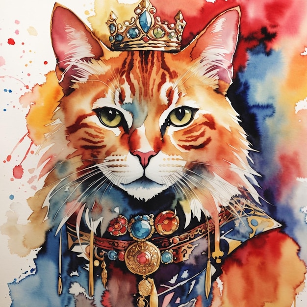 Watercolor print of Cat