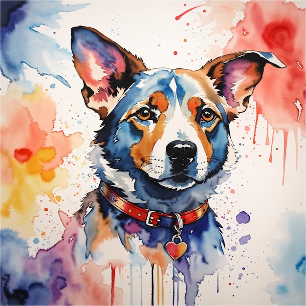 Watercolor print of dog