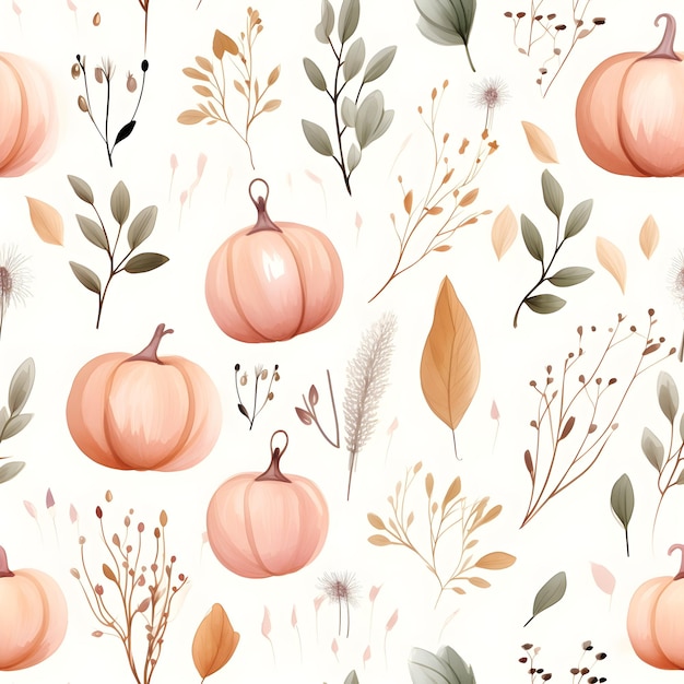 Watercolor Pumpkin Pattern Soft Color Palette for a Cozy Fall Vibe