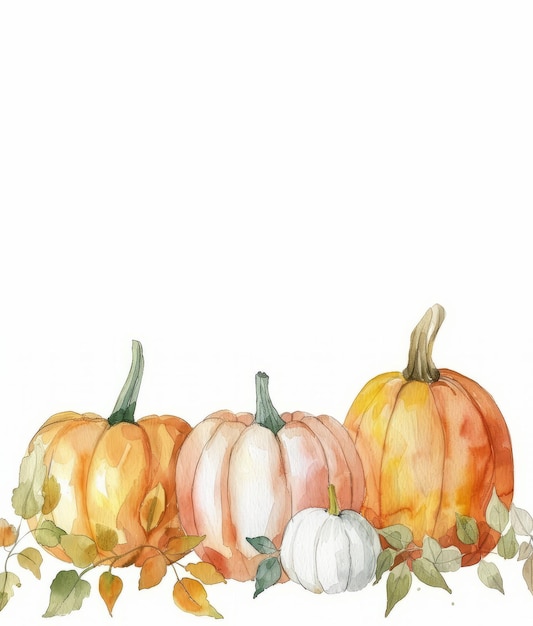 watercolor pumpkins autumn concept harvest day