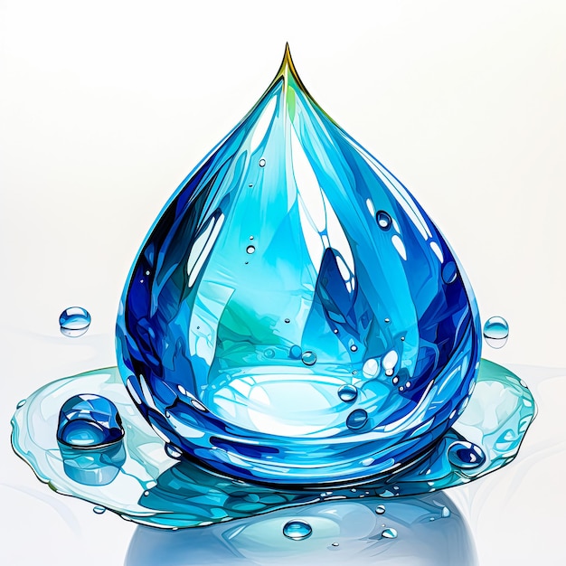 Watercolor pure water drop crystal clear