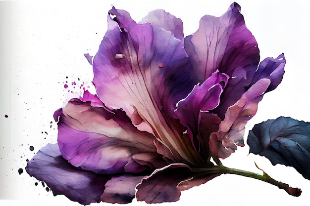 Watercolor Purple flower petal art style Generative Ai