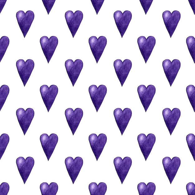 Watercolor purple heart pattern