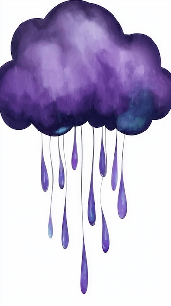 Photo watercolor purple rain cloud illustration