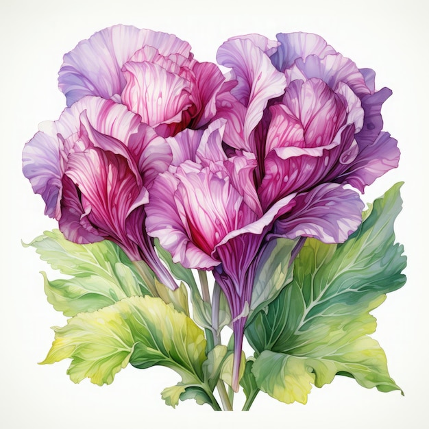 Watercolor Radicchio Illustration Generative Ai