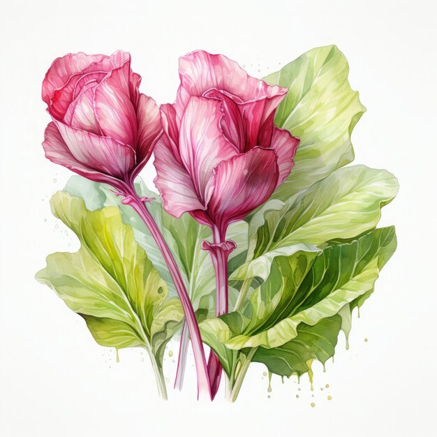 Watercolor Radicchio Illustration Generative Ai