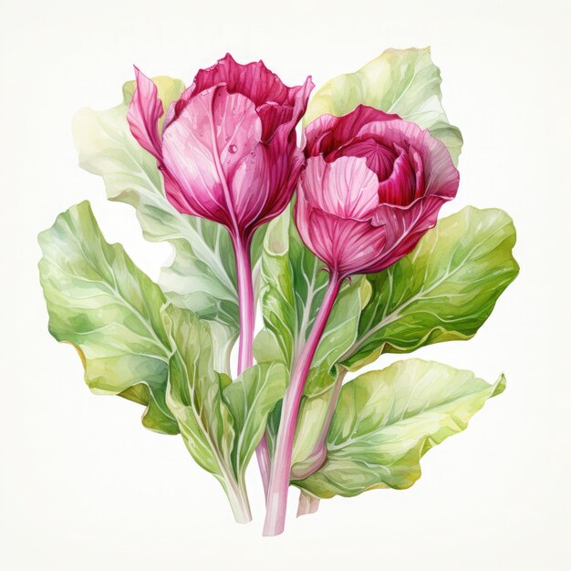 Watercolor Radicchio Illustration Generative Ai