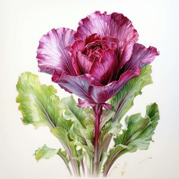 Photo watercolor radicchio illustration generative ai