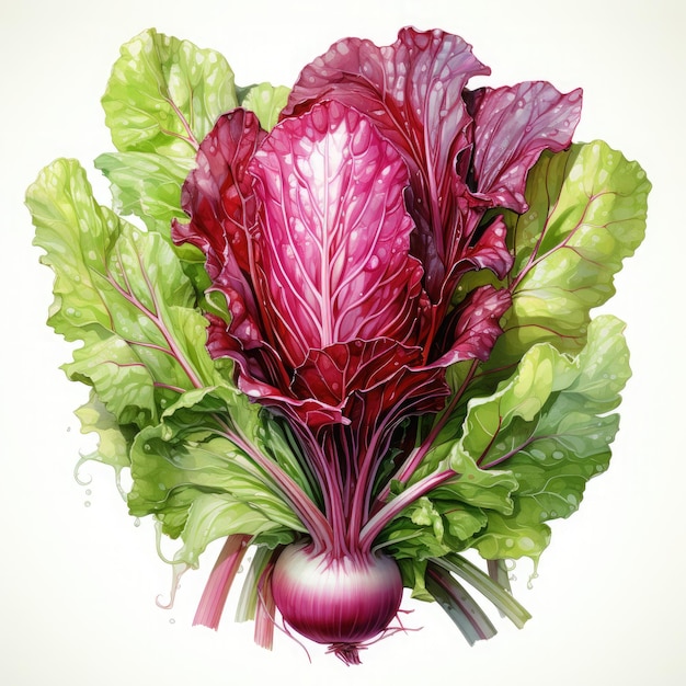 Watercolor Radicchio Illustration Generative Ai