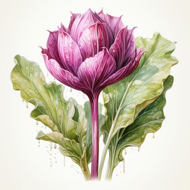 Photo watercolor radicchio illustration generative ai