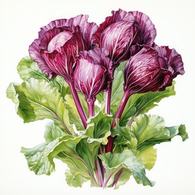 Photo watercolor radicchio illustration generative ai