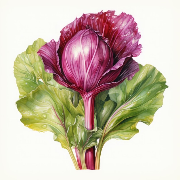 Photo watercolor radicchio illustration generative ai