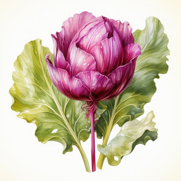 Photo watercolor radicchio illustration generative ai