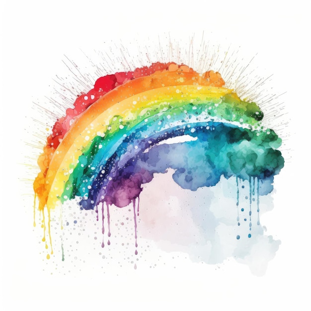 Watercolor Rainbow Illustration AI Generative