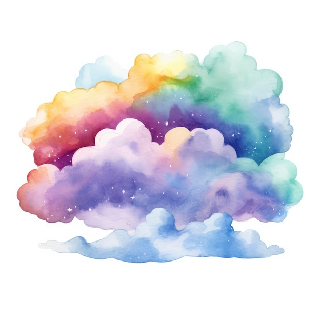 Watercolor Rainbow in Sky with Beautiful Multiple Colors