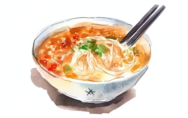 watercolor Ramen Japanese noodles